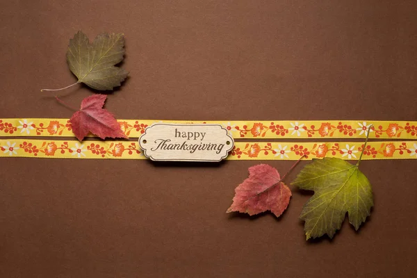 Creatieve Foto Thanksgiving Day Concept Voor Bladeren Bruine Achtergrond — Stockfoto