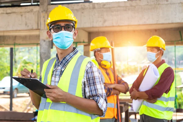 Vista Dall Alto Costruzione Lavoro Squadra Team Ingegneri Architetti Che — Foto Stock