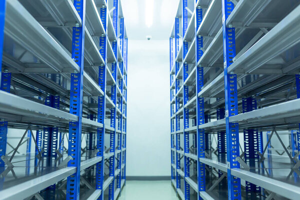 Shelves, Inside the spare room With shelves prepared for storing auto spare parts, spare room, Factory warehouse spare parts.