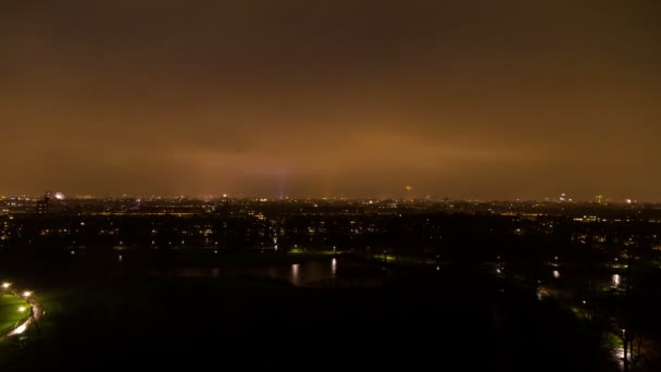 Schöne Aussicht Auf Gebäude Amsterdam Niederlande Bei Nacht — Stockvideo