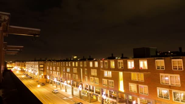 Bella Vista Sugli Edifici Amsterdam Nei Paesi Bassi Notte — Video Stock