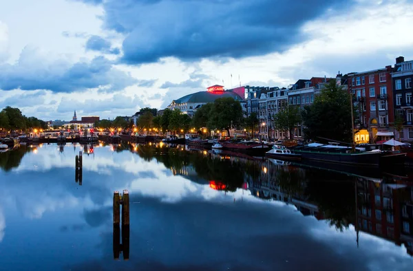 Чудовий Образ Амстели Річки Амстердамі Нідерланди — стокове фото