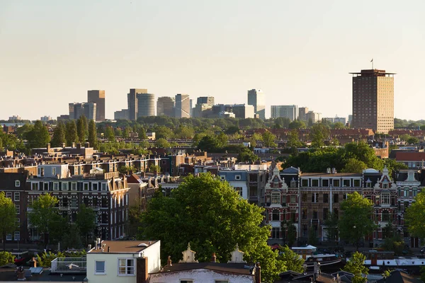 Όμορφο Τοπίο Θέα Την Πόλη Του Άμστερνταμ Στην Ολλανδία — Φωτογραφία Αρχείου