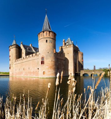 Muiderslot Muiden, Hollanda 'da hendeği olan