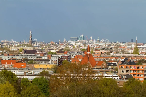 Όμορφο Τοπίο Θέα Την Πόλη Του Άμστερνταμ Στην Ολλανδία — Φωτογραφία Αρχείου