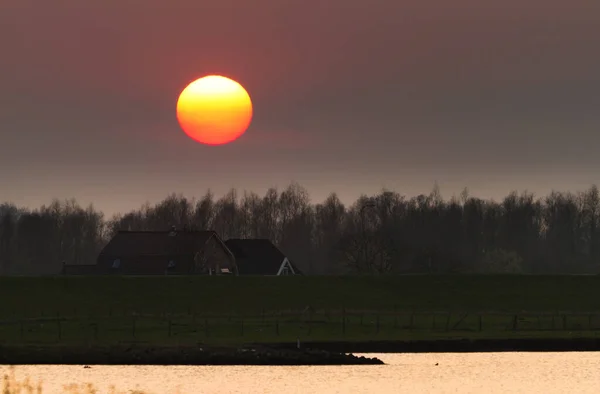 Malerische Sonnenuntergangslandschaft Mit Blick Auf Den Rhein — Stockfoto