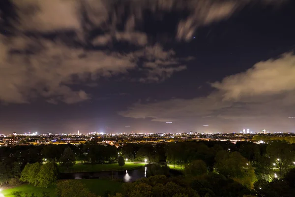 Schöne Amsterdams Stadtlandschaft Bei Nacht — Stockfoto