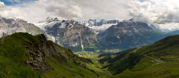 Paisagem Montanhosa Suíço Olhando Para Jungfrau Sobre Grindelwald — Fotografia de Stock