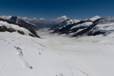 Aletsch Buzulu Jungfraujoch 'un manzarası
