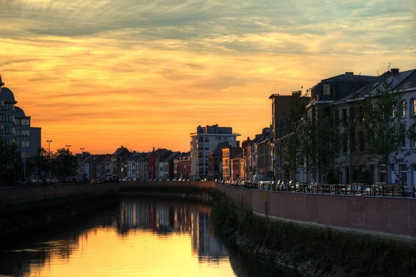 Ηλιοβασίλεμα Στο Mechelen Βέλγιο — Φωτογραφία Αρχείου