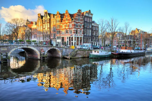 Bela Vista Icônico Patrimônio Mundial Unesco Prinsengracht Canais Reguliersgracht Amsterdam — Fotografia de Stock