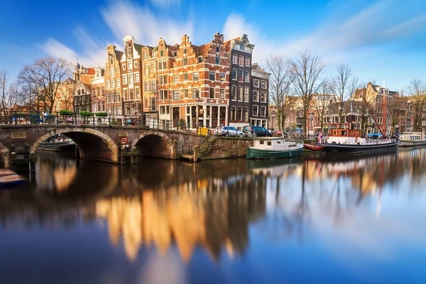 Bela Vista Icônico Patrimônio Mundial Unesco Prinsengracht Canais Reguliersgracht Amsterdam — Fotografia de Stock