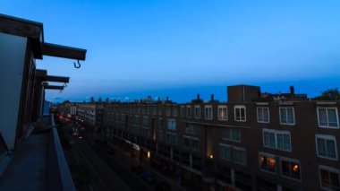 Güzel 4K ultra HD Hollanda, Amsterdam şehir manzarasının 12 saatlik zaman çizelgesi