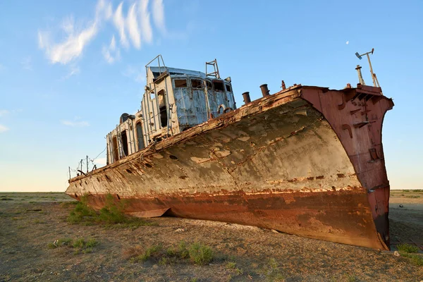 Navi Abbandonate Aral Sea Aral Sea Lago Salato Precedentemente Onu — Foto Stock