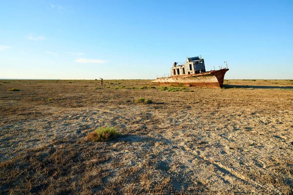 Navi Abbandonate Aral Sea Aral Sea Lago Salato Precedentemente Onu — Foto Stock