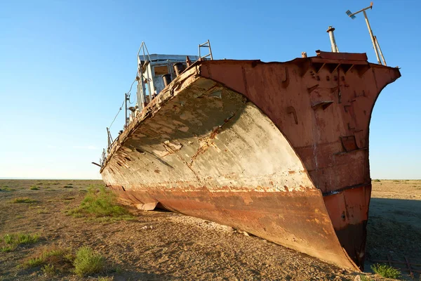 Navi Abbandonate Aral Sea Aral Sea Lago Salato Precedentemente Onu — Foto Stock