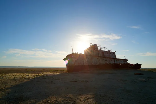 Aral Sea Aral Deniz Gemi Terk Edilmiş Bir Orta Asya — Stok fotoğraf