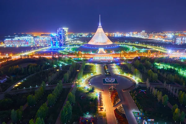 Vista Nocturna Ciudad Nur Sultan Nur Sultan Capital Kazajstán — Foto de Stock