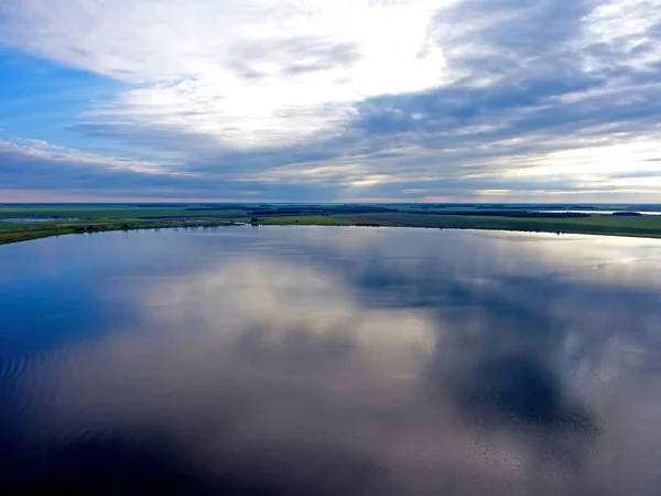 Incredibile Bellissimo Paesaggio Rurale Lago Blu Nella Regione Del Kazakistan — Foto Stock