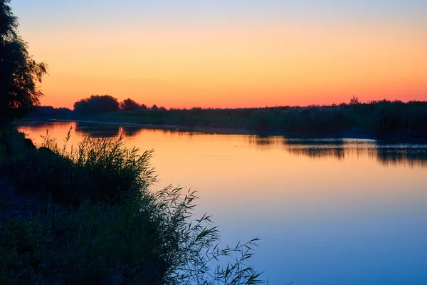 Fiume Urale All Alba Paesaggio Naturale Della Regione Atyrau Kazakistan — Foto Stock