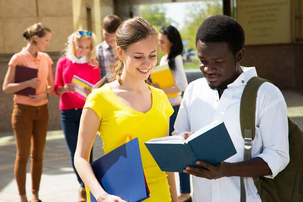 Gruppo Studenti Con Quaderno Esterno — Foto Stock