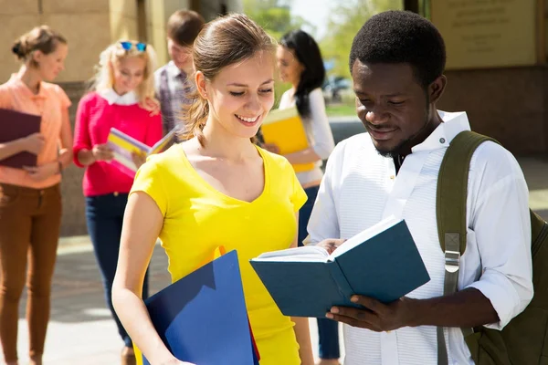 Gruppo Studenti Con Quaderno Esterno — Foto Stock