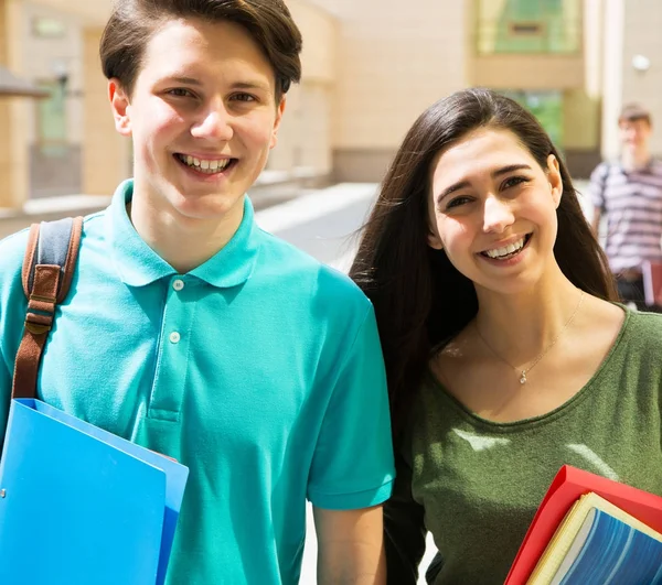 Happy College Students Walking Together — Stock Photo, Image