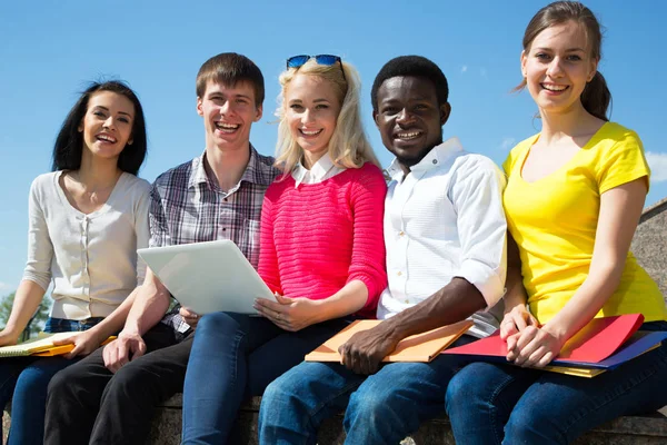 Group Diverse Students Smiling Together Stock Picture