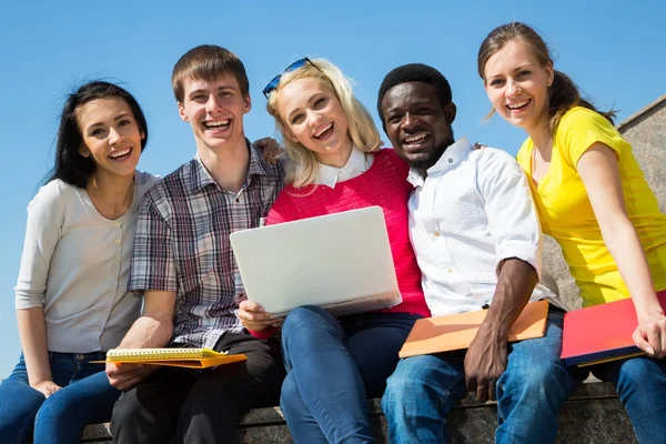 Group University Students Studying Reviewing Homework Stock Image