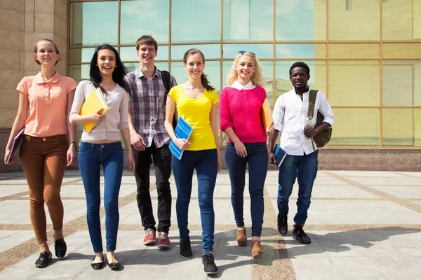 Group Diverse Students Walking Together Stock Image