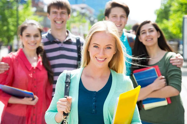 Group Student Notebook Outdoor Stock Image