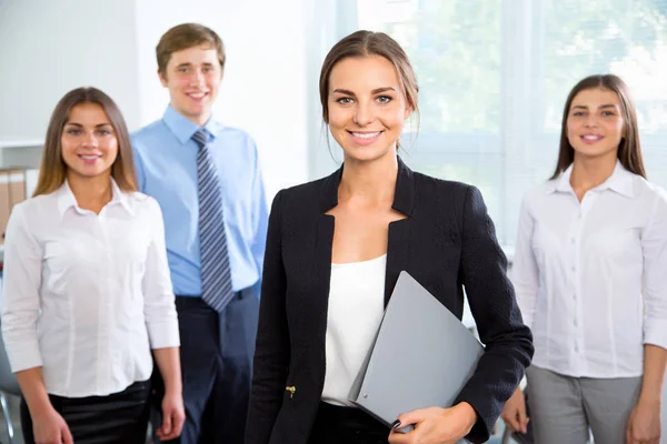Business people with businesswoman leader — Stock Photo, Image