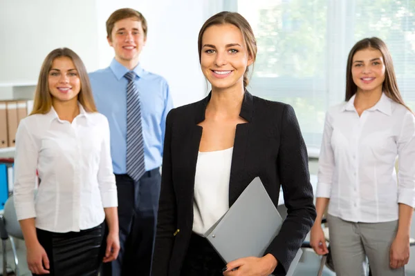 Business people with businesswoman leader — Stock Photo, Image