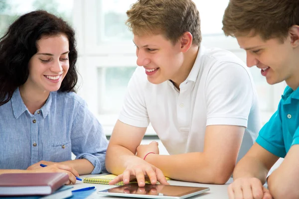 Grupo Jóvenes Estudiantes Que Estudian Juntos —  Fotos de Stock