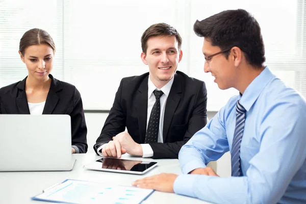 Business People Analyzing Discussing Working Meeting Modern Office — Stock Photo, Image