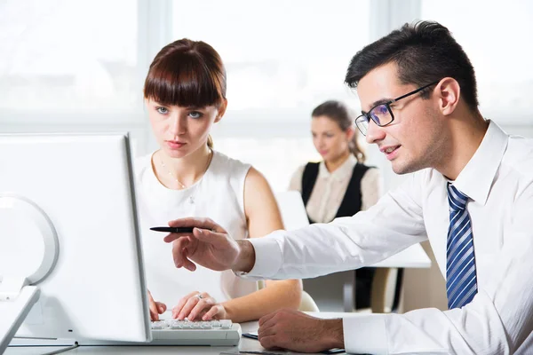 Business People Working Computer Office — Stock Photo, Image