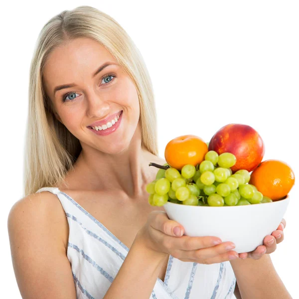 Bonita mujer con frutas — Foto de Stock