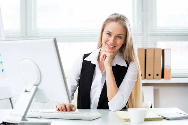 Business woman using computer Stock Image