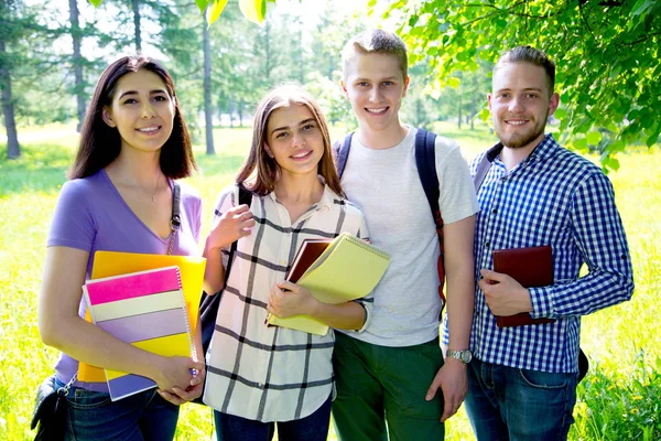 Group Student Notebook Outdoor — Stock Photo, Image