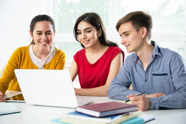 Grupo Jóvenes Estudiantes Que Estudian Juntos —  Fotos de Stock