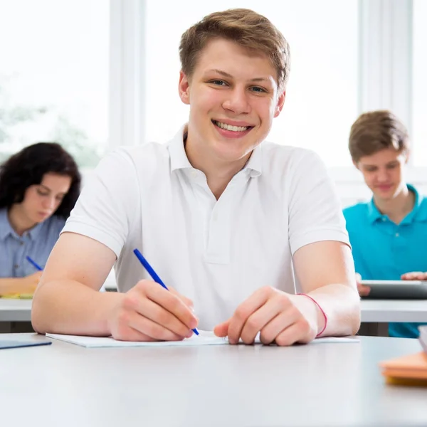 Portrét Úsměvem Studenta Učebně — Stock fotografie