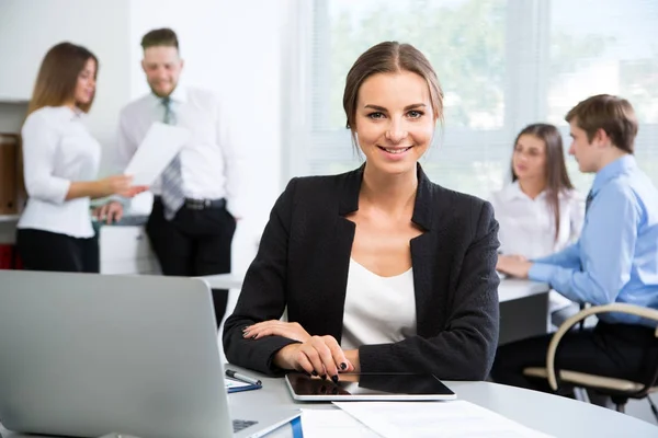 Business people with businesswoman leader — Stock Photo, Image