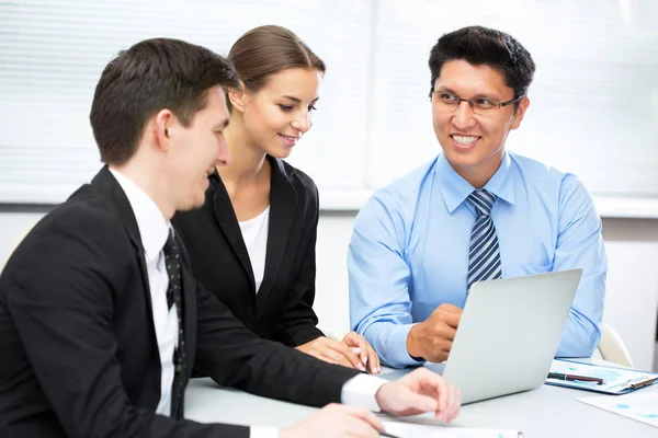 Business People Analyzing Discussing Working Meeting Modern Office — Stock Photo, Image