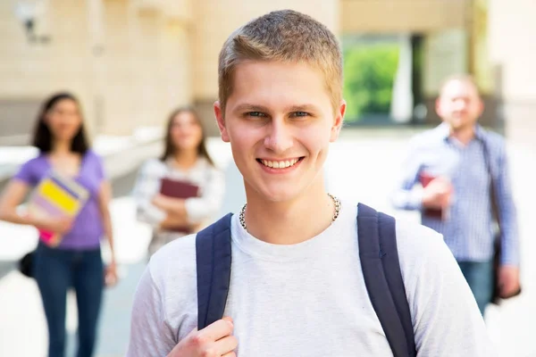 Happy Students Outdoors His Friends — Stock Photo, Image