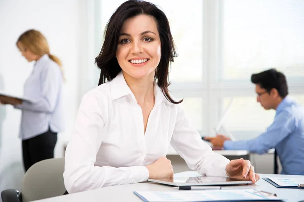 Beautiful Young Businesswoman Colleagues Modern Office — Stock Photo, Image