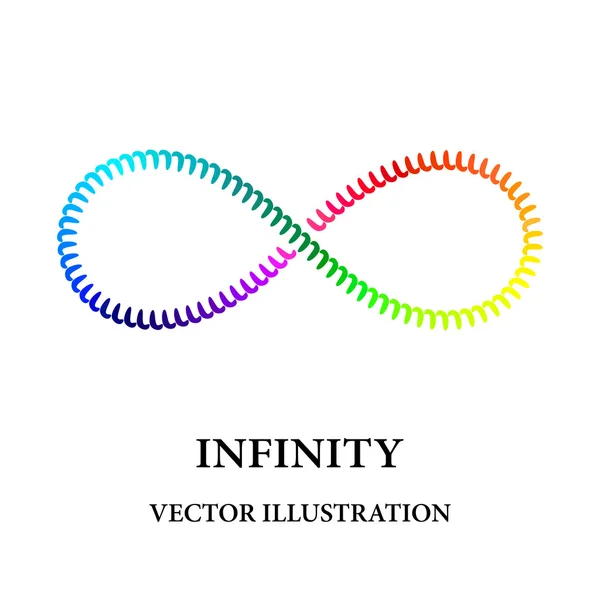 Rainbow spiral like infinity symbol consisted of simple elements — Stock vektor