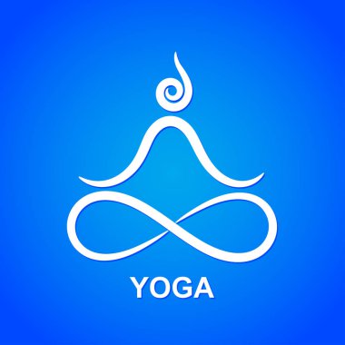 Mavi arka plan soyut kontur lotus yoga sembolü