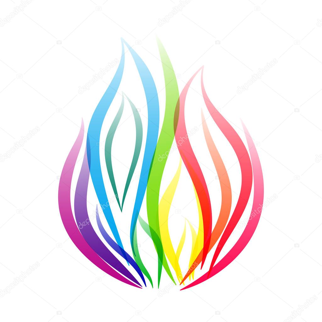 Rainbow fire flame symbol