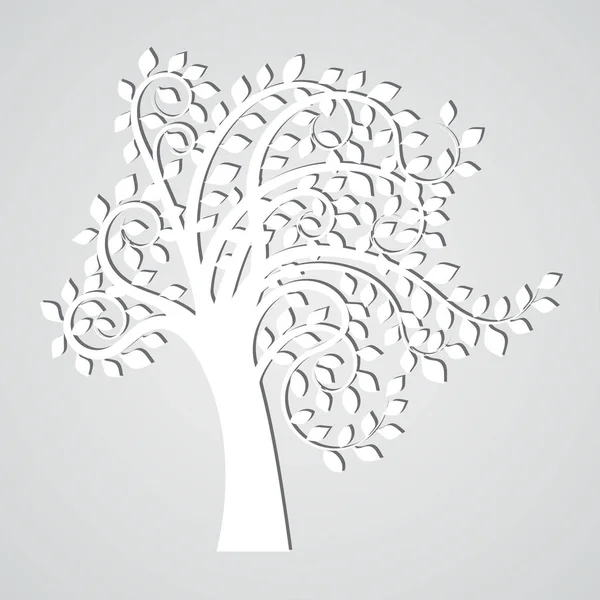 Абстрактное белое дерево с простой тенью — стоковый вектор