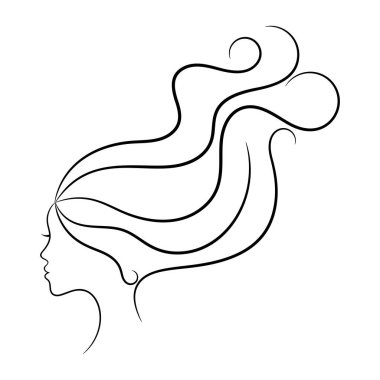 Kontur spa ve saç kadın profili ile kroki